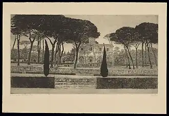 Louise Danse, Piazza Siena, Villa Borghèse, Rome, Bibliothèque Royale de Belgique.
