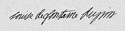 Signature de Madame DupinLouise Guillaume de Fontaine