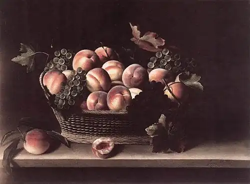 Panier de pêches et raisins (1631),Staatliche Kunsthalle Karlsruhe.