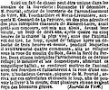 La chasse d'un loup réfugié en forêt du Pertre en décembre 1852 (Journal des débats politiques et littéraires du 31 décembre 1852).