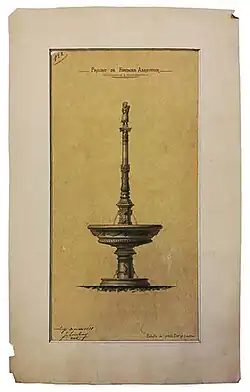 Projet de Joseph Lousberg avec les lions et les dauphins inversés.