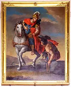 Saint Martin partageant son manteau avec un pauvre