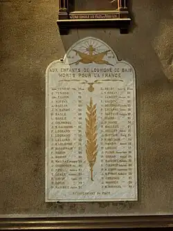 Église Saint-Patern : plaque commémorative des morts de la Première Guerre mondiale