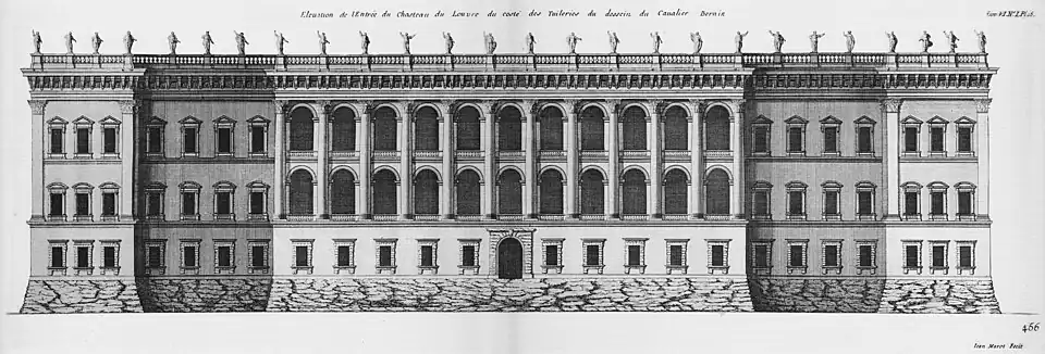 Projet de Bernin pour la façade du côté des Tuileries.
