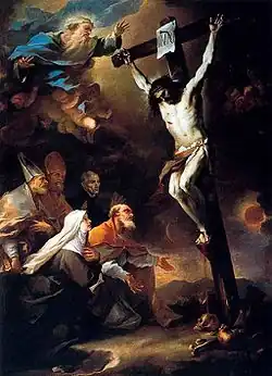 Les saints patrons de Naples adorent le Crucifix, 1662, musée de Capodimonte, Naples.