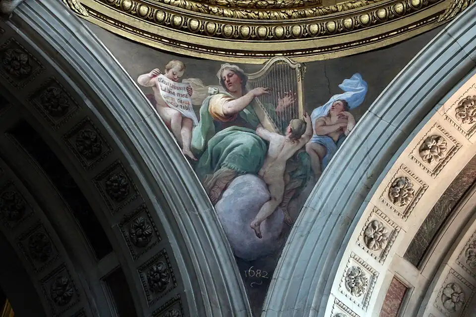 Détail d'une Vertu avec la date de fin du cycle, 1682.