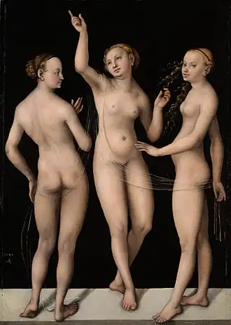 Lucas Cranach l'Ancien, Les Trois Grâces, 1535.