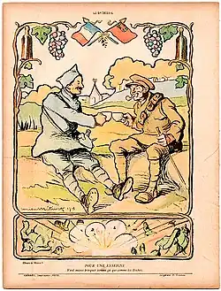 Fraternisation sous une treille.