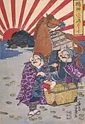 La visite des Divinités du Bonheur à Enoshima, ukiyo-e de Utagawa Yoshiiku, 1869.