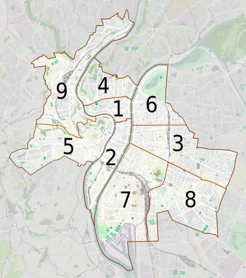 Lyon (9 arrondissements).