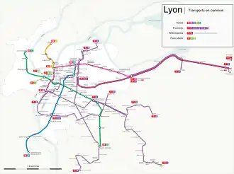 Plan du réseau de transports en commun lyonnais
