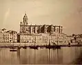 La cathédrale de Malaga depuis le port, vers 1860