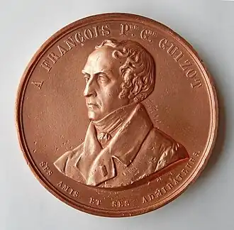 François Guizot (1844), médaille en cuivre, 100&nbsp;mm, recto.