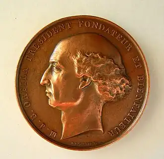 Jean-Baptiste Farochon, Médaille Mathieu Orfila (1787-1853) médecin et chimiste français, d'origine espagnole, avers.