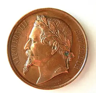 Médaille Napoléon III empereur, Lycée impérial Louis-le-Grand (1862) Graveur : Armand Auguste Caqué, avers.