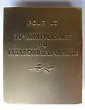 Médaille émise pour le 70e anniversaire de Raoul Follereau en 1973, graveur E.J. Belloni. Verso