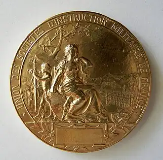 Union des sociétés d'instruction militaire de France, revers.