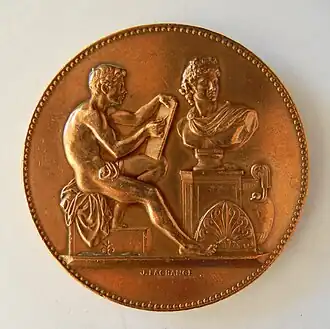 Ville de Paris, enseignement du dessin, 1887, médaille en cuivre, 50&nbsp;mm, 62&nbsp;g, avers.