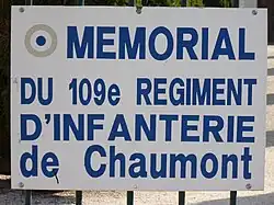 Panneau du Mémorial du 109e régiment d'infanterie à Chaumont.