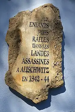 Mémorial aux enfants juifs raflés dans les Landes du parc Jean-Rameau.