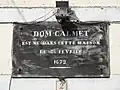 Plaque de la maison natale de Dom Calmet.