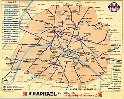 Plan du métro parisien en 1940.