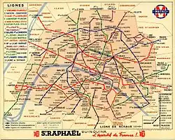 Plan du métro parisien en 1939.