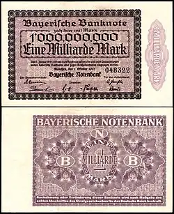 Un milliard de marks, à Munich, en 1923.
