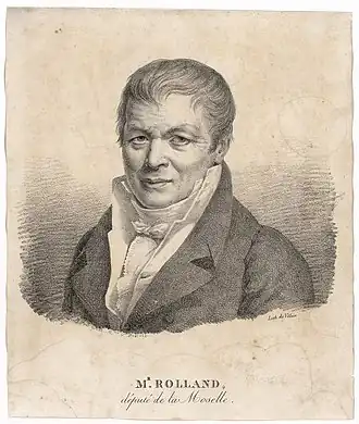 J. B., M. Rolland, député de la Moselle, lithographie d'après une œuvre d'Eugénie Delaporte,  bibliothèques-médiathèques de Metz.