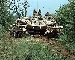 M60 Patton en version Panther de déminage de mines terrestres antichar, équipé de rouleaux