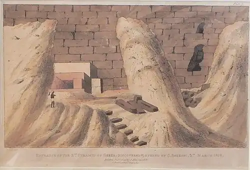 Entrée de la 2e&nbsp;pyramide de Geeza, découverte et ouverte par G. Belzoni, le 2 mars 1818, Mougins, Musée d'art classique de Mougins