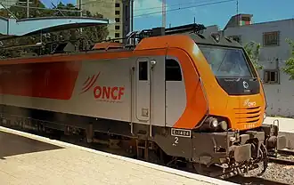 Locomotive E 1400 (dérivée des Prima II), à la gare de Tanger-Ville.
