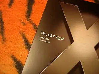 Emballage DVD d'installation du système d'exploitation Mac OS X Tiger 10.4.