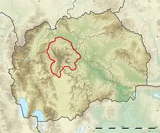 Carte de localisation de la Jakupica en Macédoine du Nord.