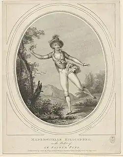 Mademoiselle Hiligsberg in the ballet of Le jaloux puni (1794, New York Public Library).