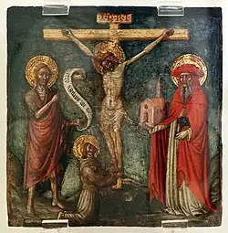 Crucifixion avec saint Jean-Baptiste, saint François et saint Jérôme, 1420/1450, Maestro di Staffolo.