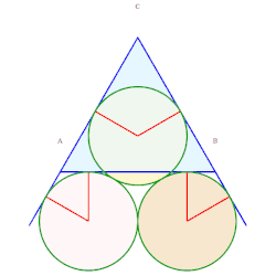 9, 10, 11. Rayons 
  
    
      
        (
        3
        −
        
          
            3
          
        
        )
        
          /
        
        4
      
    
    {\displaystyle (3-{\sqrt {3}})/4}