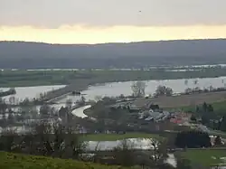Malmy et les eaux de la Bar en crue (janvier 2012).