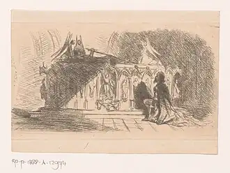 Homme priant devant un tombeau gothique (1840).