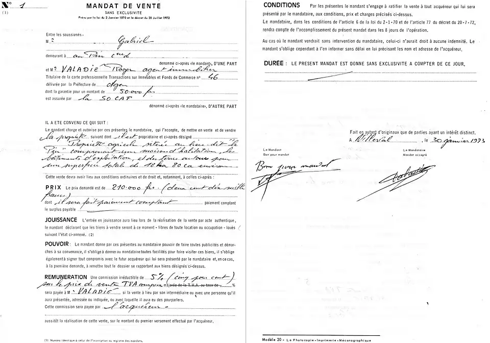 Un mandat de vente no 1 après la loi Hoguet