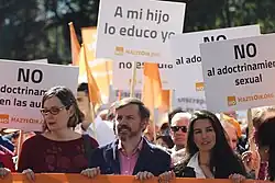 Manifestation de HazteOir.org, avec Rocío Monasterio à droite.