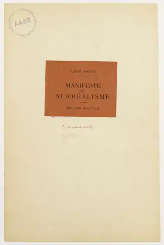 Manifeste du surrealisme couverture