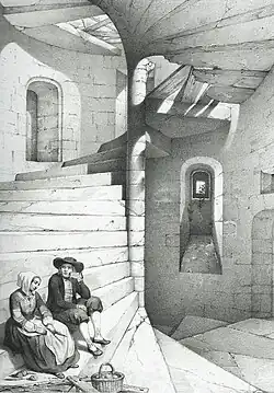 L'Escalier du manoir de Kerautret, probablement en Plougoulm.