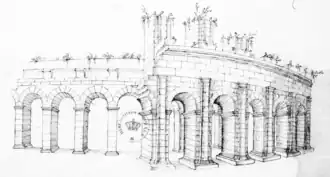 Illustration du XVIe&nbsp;siècle. (BNF. Département des manuscrits. Dupuy 667Recueil de dissertations et de notes relatives à la numismatique, à la glyptique et à l'épigraphie antiques. — Nombreux dessins, provenant du cabinet de Peiresc., xviie&nbsp;siècle, 224&nbsp;p. (lire en ligne). Notice sur archivesetmanuscrits.bnf.fr..)