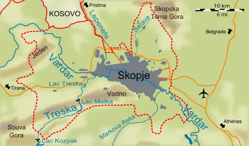 Carte de la ville de Skopje
