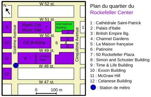 Emplacement de l'International Building au sein du Rockefeller Center.