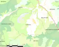 Carte de la commune de Turriers
