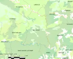 Carte de Beaumont et des communes voisines