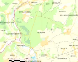 Carte de la commune d'Abondant.