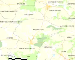 Carte de la commune d'Argenvilliers.